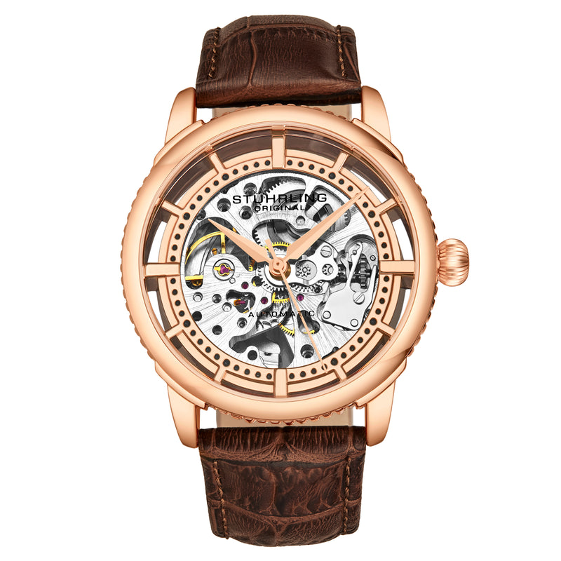 Legacy Automatic Skeleton Watch Brown/Leather | Salmon Dial
