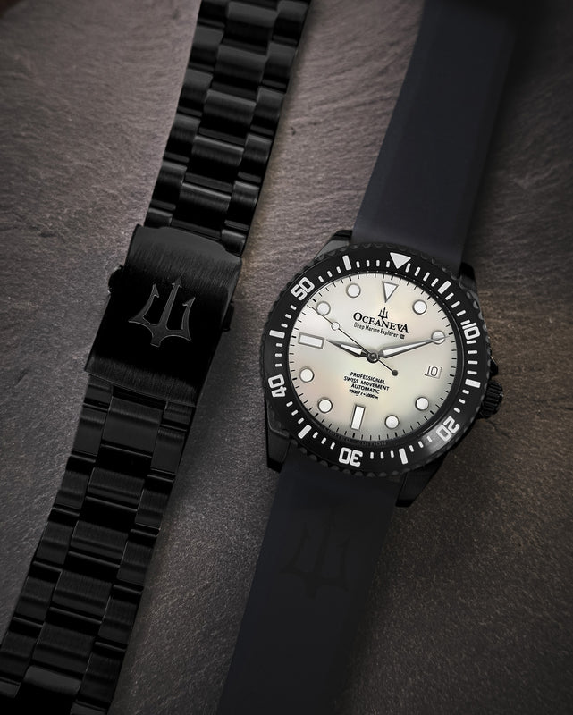 Deep Marine Explorer III Black Stainless bezel | White Dial Watch