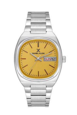 38mm Square Day/Date Silver / Yellow Dial