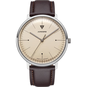 Bauhaus 38 Three-Hand Beige Dial / Brown Leather Strap Beige Dial