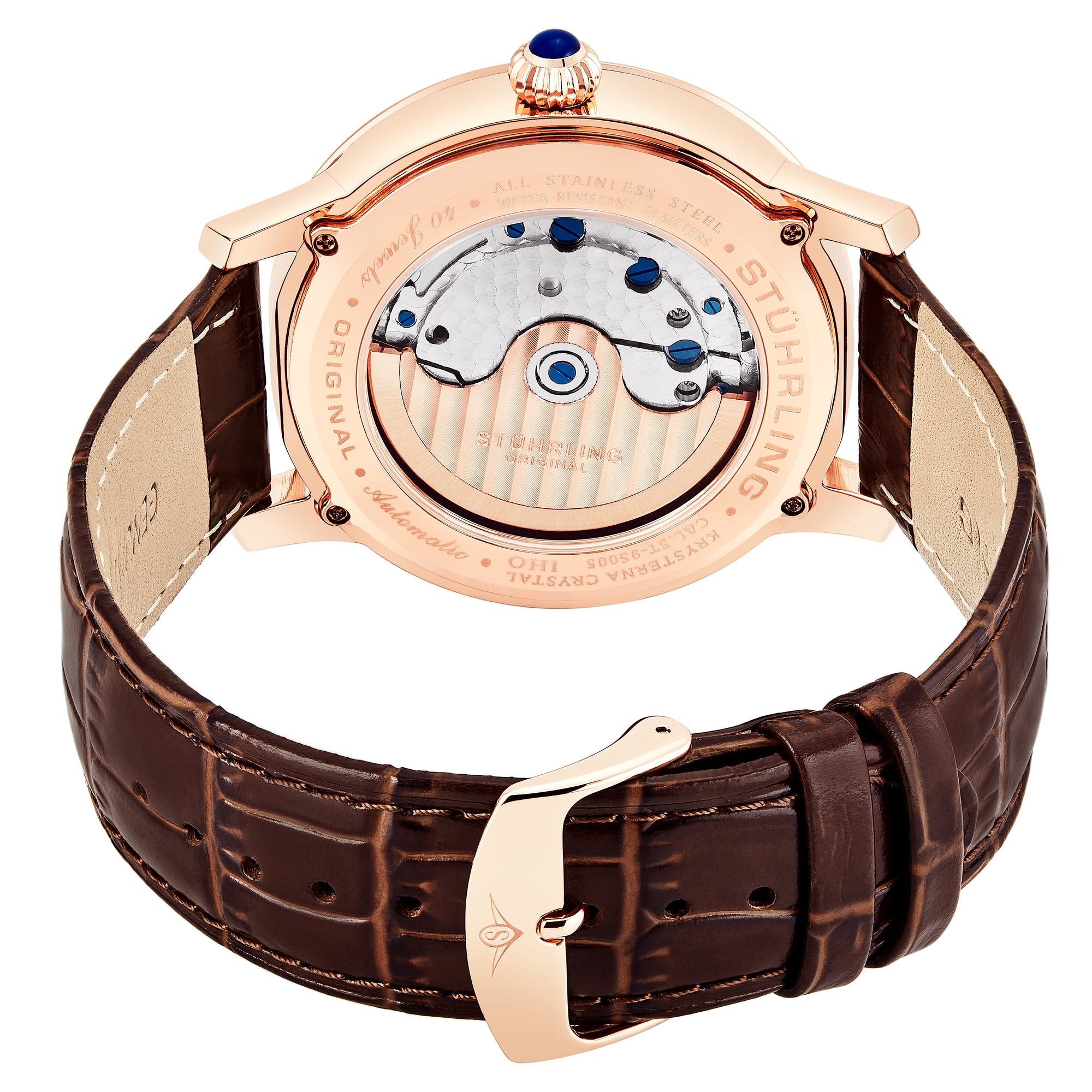 Legacy Rose Gold case/Leather strap/ Brass Dial | Semi-transparent Dial