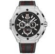 Mens Sport Watch Black/Leather | Black Dial
