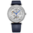 Luxe Automatic Skeleton Blue/Leather | Silver Dial