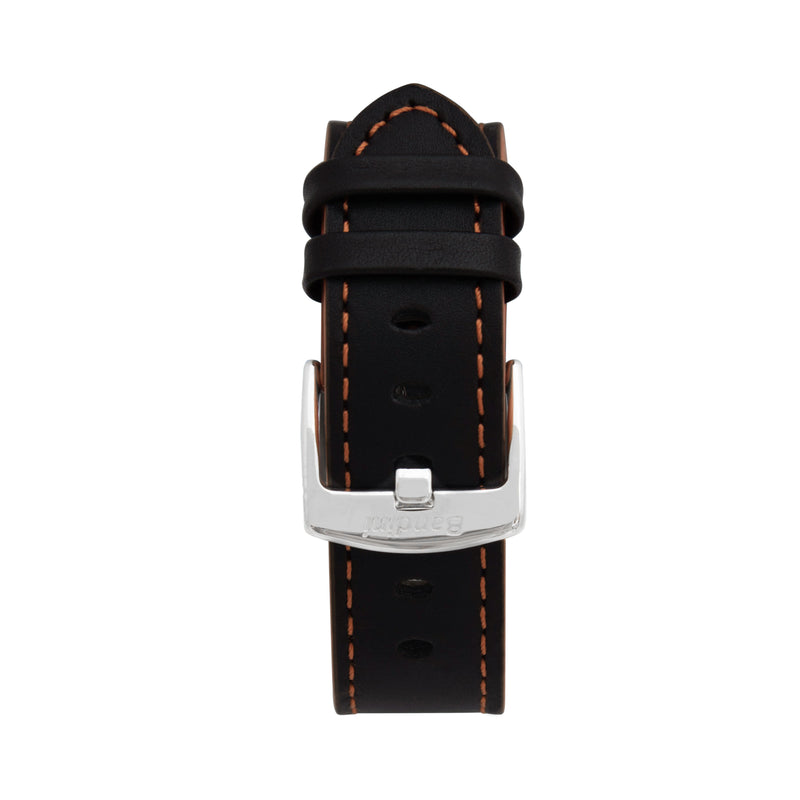Thick Leather Two-Tone Racer Band for Apple Watch Series 8/7/6/5/4/3/2/1/SE Black & Orange (38mm | 40mm | 41mm) |  Dial