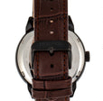 Automatic Sanford Semi-Skeleton Leather-Band Watch Black/Brown | Black Dial