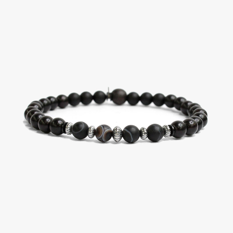 Ebony Wood, Striped Black Agate M (7.25" Wrist) |  Dial