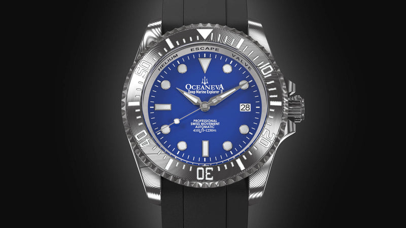 Damascus Swiss Automatic SW200 Deep Marine Explorer II Damascus/Blue Dial/Black Strap | Blue Dial