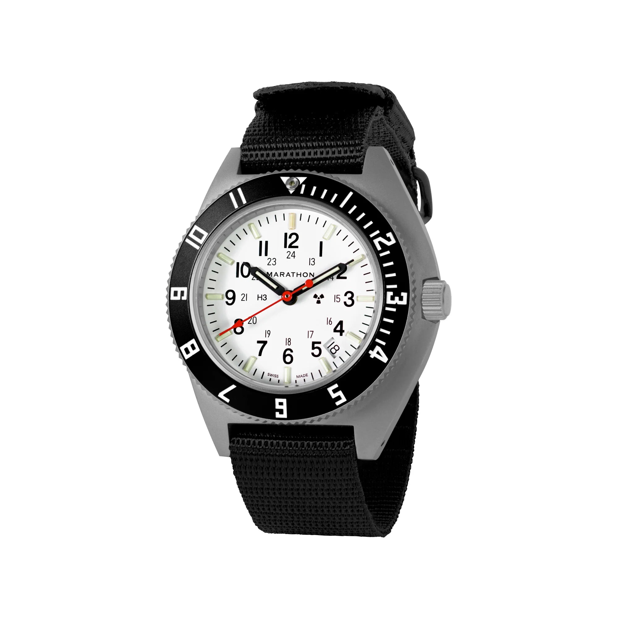 NAV, DATE, QUARTZ, SAPH, ARCTIC NGM, COL: SS//BKBK NYLON 12" Arctic SSNAV-D on 12 Ballistic | Arctic Dial