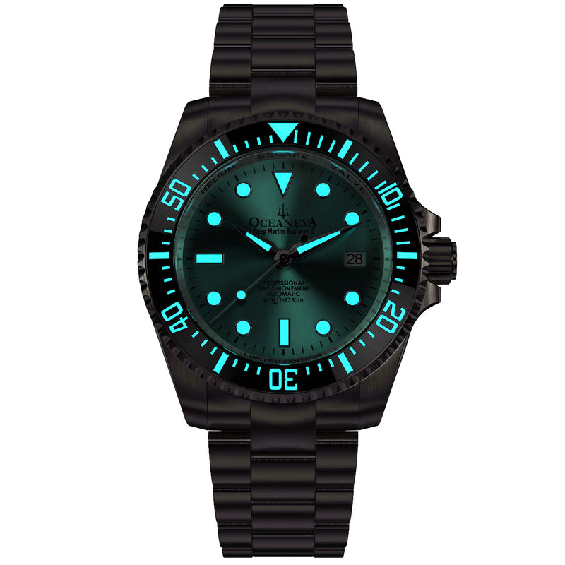 TITANIUM Swiss Automatic SW200 Deep Marine Explorer II Titanium/Black/AquaBurst | Teal Dial