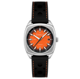 Buxton Automatic Orange/ Black Leather | Orange Dial