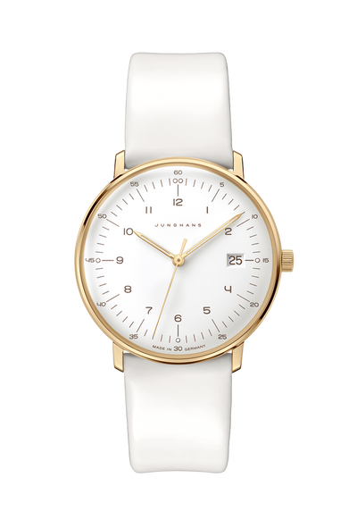 Max Bill Damen White Dial / White Leather Strap White Dial