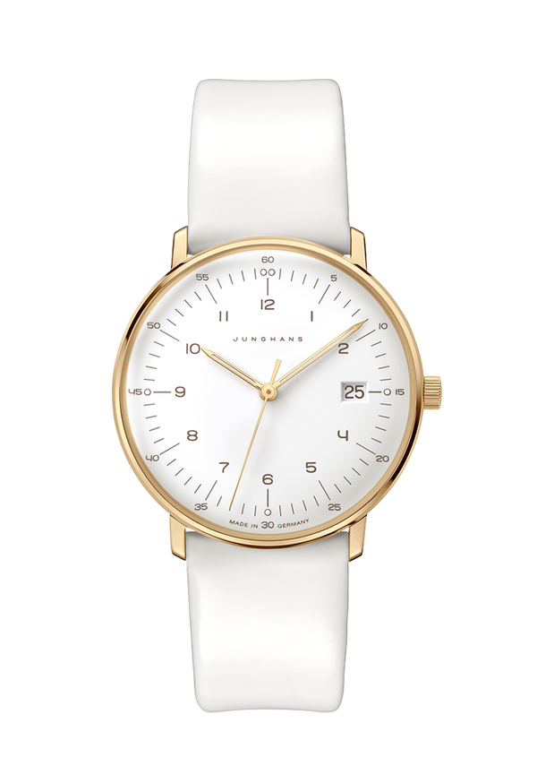 Max Bill Damen White Dial / White Leather Strap White Dial