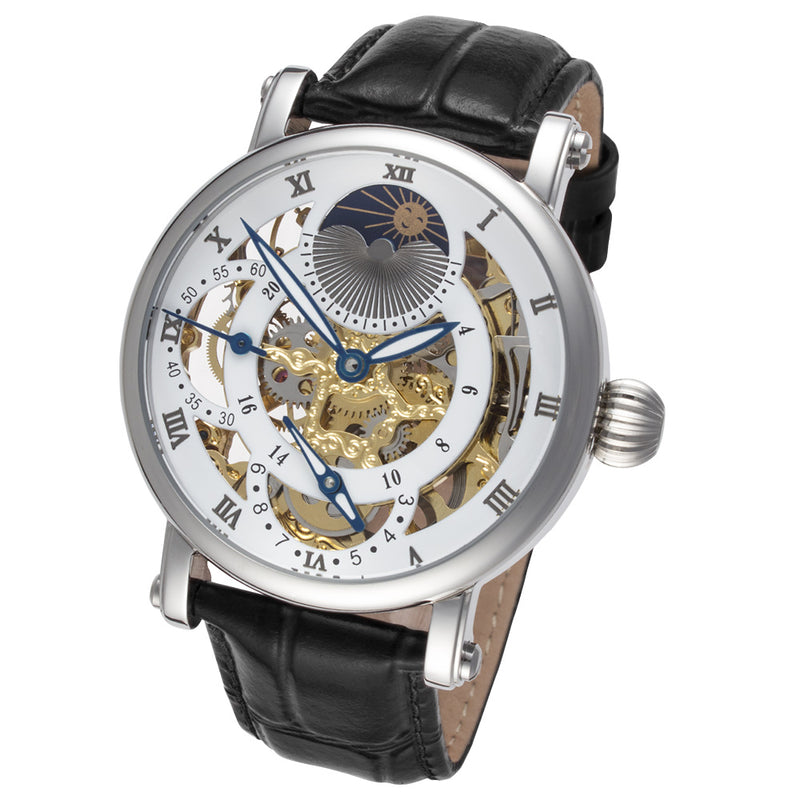 Traveller Series black leather/two tone | White Dial