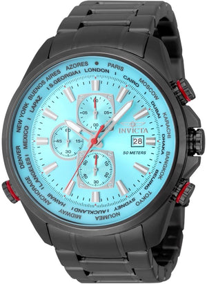 Aviator Chronograph Tiffany Blue Dial / Black Stainless Steel Bracelet Tiffany Blue Dial