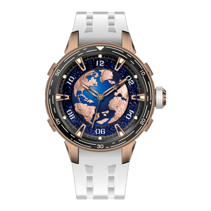 Celestial Blue And Rose Gold Dial White Rubber Strap 40.2mm Blue And Rose Gold Dial
