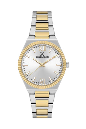 33mm Womens Fluted Bezel Watch - DK13712 Silver and Gold