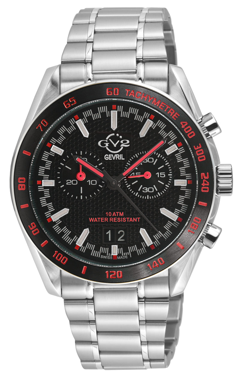 Freccia-Chronograph GV2 Swiss Quartz, 316L Case, Black Bezel, Black Dial, 316L Stainless Steel Bracelet Black Dial