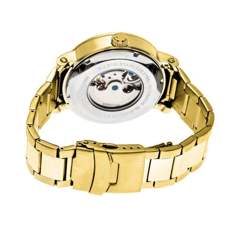 Automatic Aries Skeleton Bracelet Watch Gold/Silver | Silver Dial