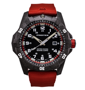 USMC Carbon Dive CARBON CASE/BLACK & RED DIAL/RED STRAP | Black / Red Dial