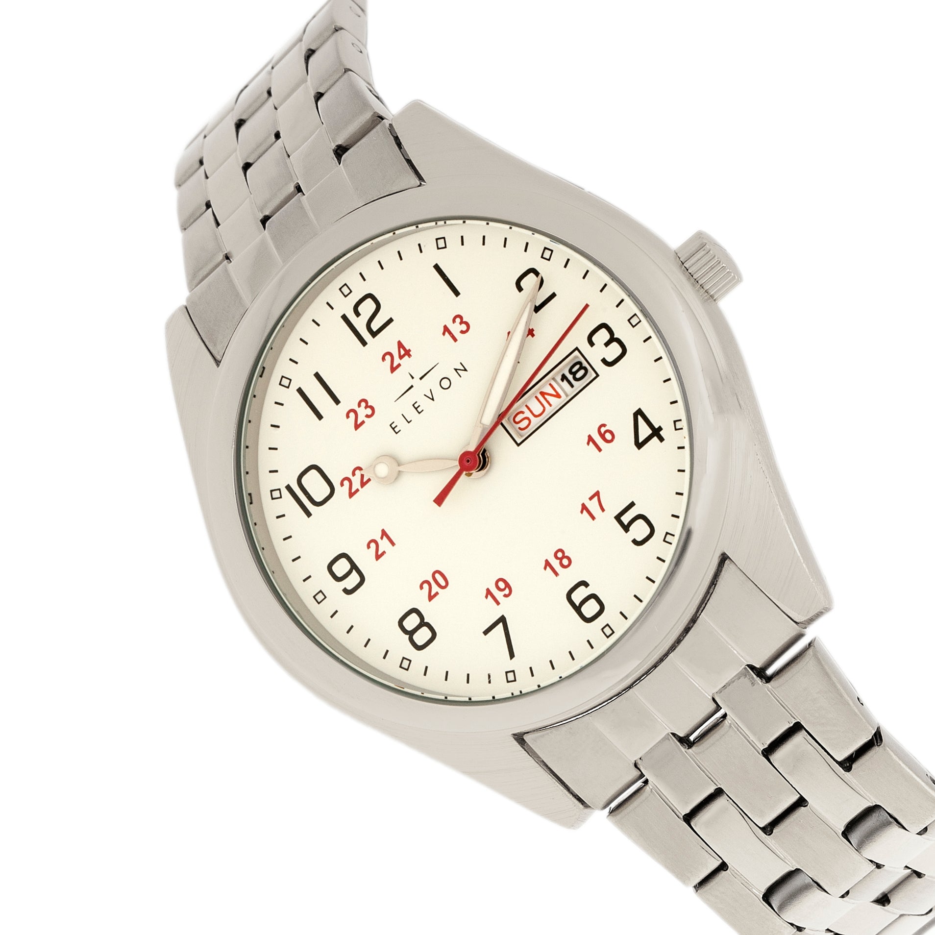Gann Bracelet Watch with Day/Date Silver/White | White Dial