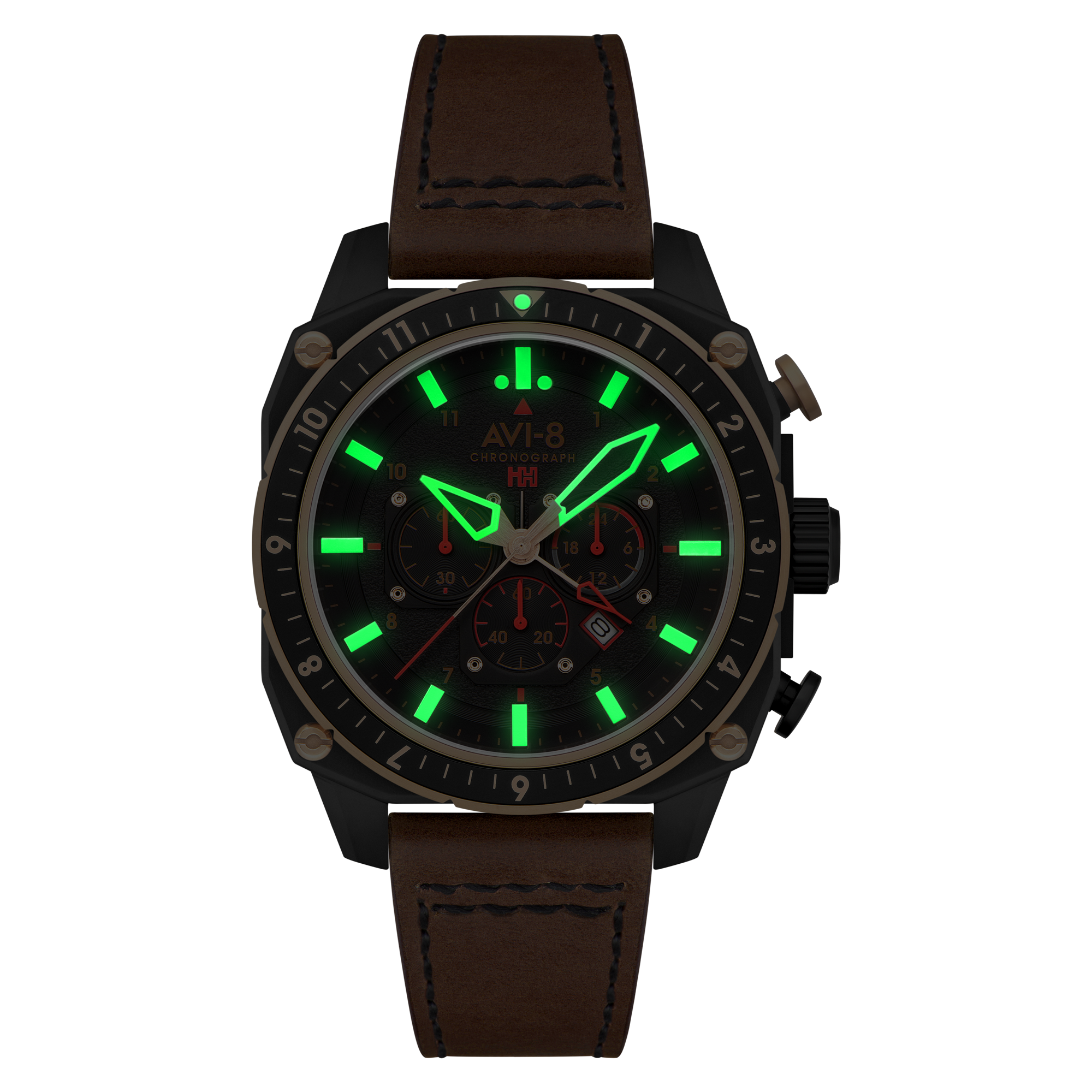 ATLAS DUAL TIME CHRONOGRAPH BLACK / LEATHER | Black Dial