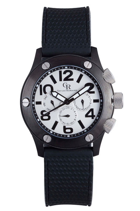 Piemonte Silver- IP Black Chronograph | Silver Dial
