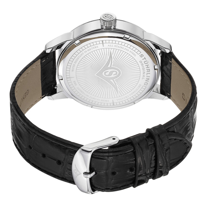 Symphony Black/Leather/Ivory Dial/Silver Case | Ivory Dial