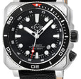 XO small Swiss Made SW200  inner and outer rotating bezel, metal band  Black silver | Black Dial
