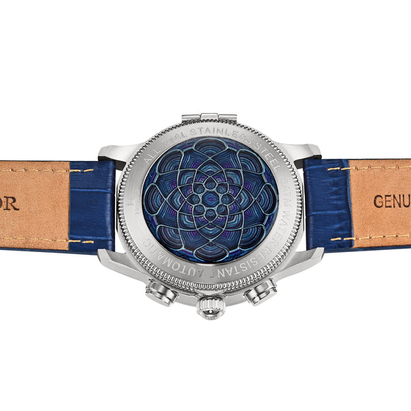 Apostle Custom Enamel Dial Watch Blue/Silver | Multi-colored Dial