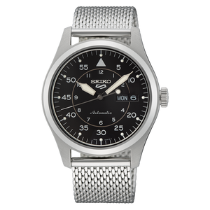 5 Sports Field Black Dial / Steel Mesh Bracelet Black Dial