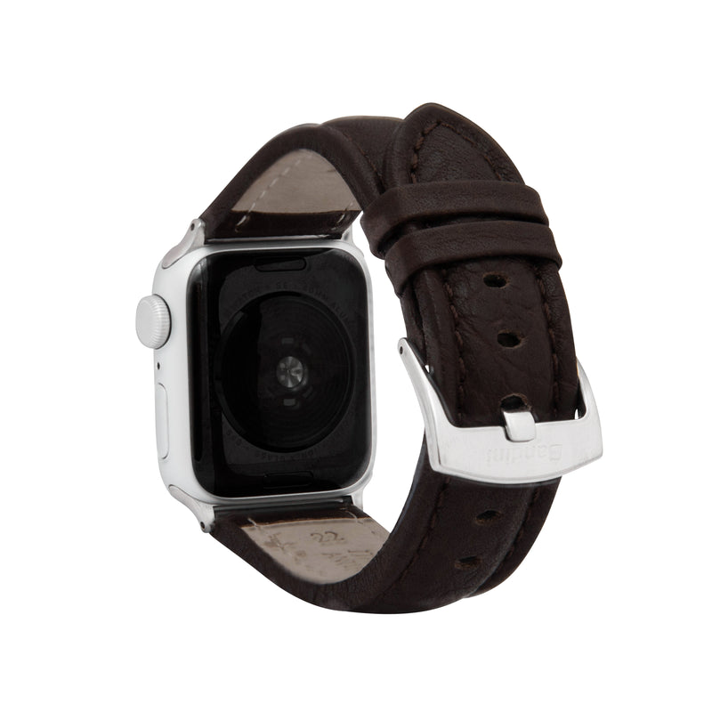 Classic Leather Buffalo Pattern Band for Apple Watch Series 8/7/6/5/4/3/2/1/SE Brown (38mm | 40mm | 41mm) |  Dial