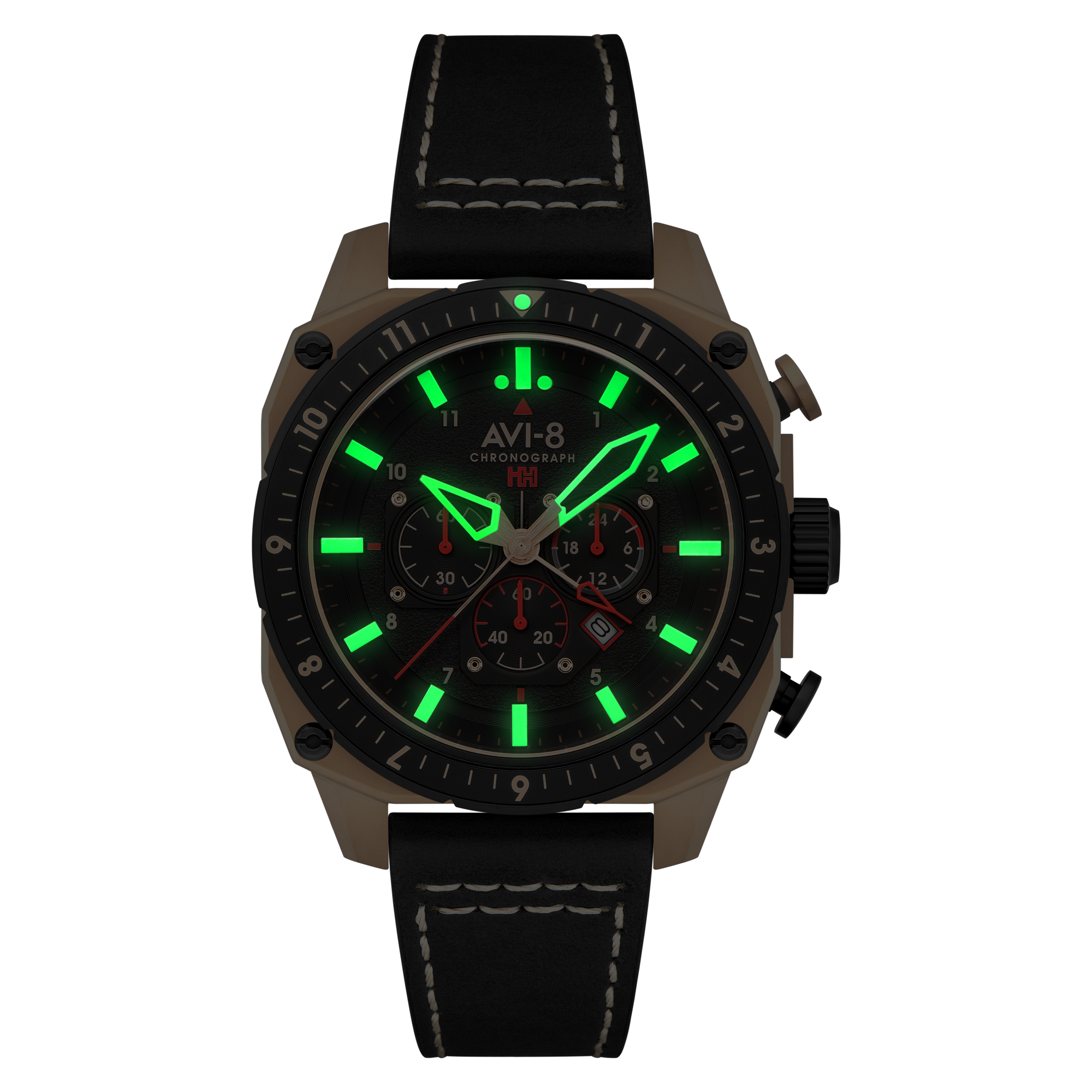 ATLAS DUAL TIME CHRONOGRAPH BLACK / LEATHER Black Dial