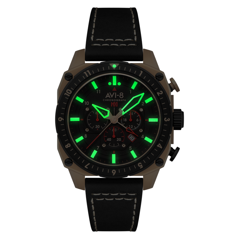 ATLAS DUAL TIME CHRONOGRAPH BLACK / LEATHER Black Dial