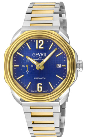 Roosevelt Gevril SS Case, IPYG Bezel, Blue checkered dial, SS/IPYG  Bracelet. | Blue Dial