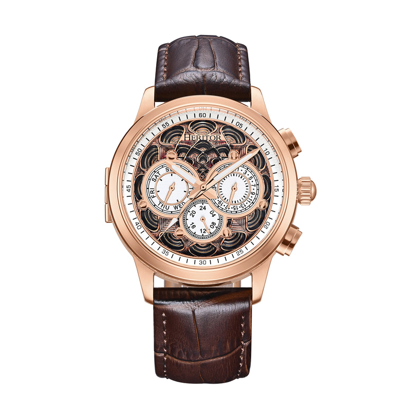 Apostle Custom Enamel Dial Watch Brown/Rose Gold | Multi-colored Dial