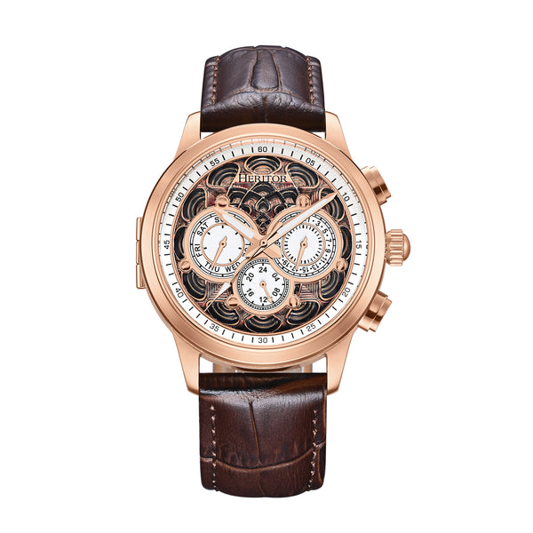 Apostle Custom Enamel Dial Watch Brown/Rose Gold | Multi-colored Dial