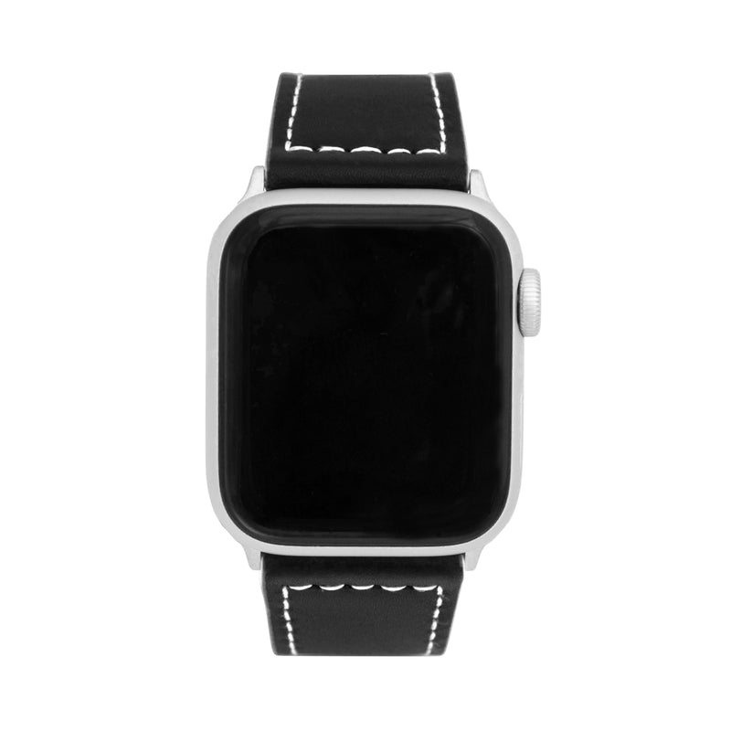 Thick Leather Two-Tone Racer Band for Apple Watch Series 8/7/6/5/4/3/2/1/SE Black & White (38mm | 40mm | 41mm) |  Dial