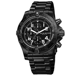 Chronograph Quartz Movement Watch with Black Dial and Black Stainless Steel Bracelet Black
