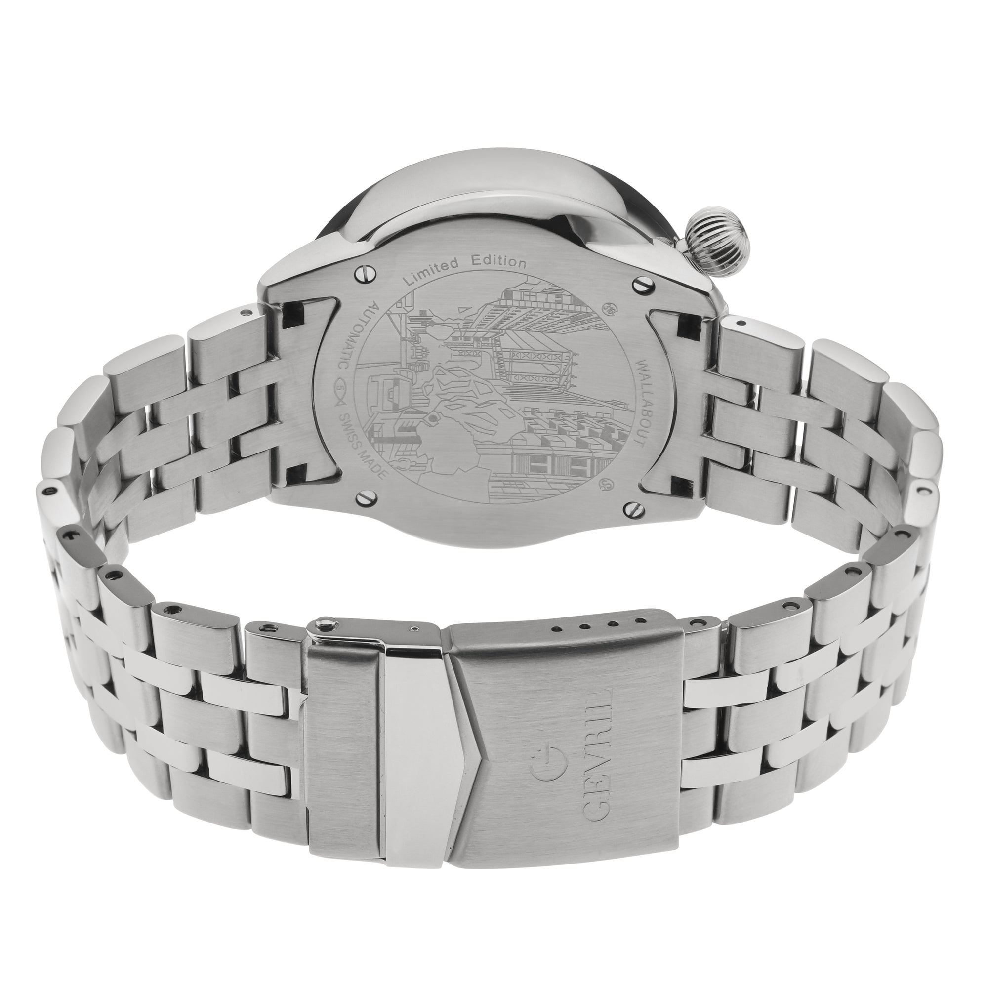 Wallabout Swiss Made Automatic Solar compass Stainless Steel Watch | Silver Dial
