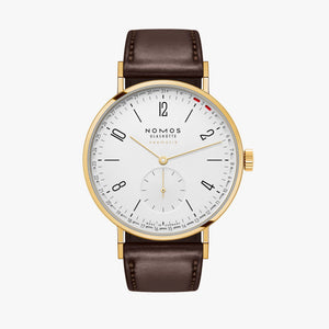 Tangente Gold / White Silver-Plated Dial / Black Leather Strap / 38.5mm / Ring Date