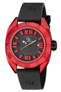 Termoli Giulio Romano Mens Termoli Red Aluminum Watch Rubber Band | Black Dial