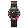 Fano Retrograde Green & Red / Nylon Strap | Black Dial