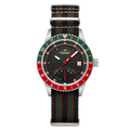 Fano Retrograde Green & Red / Nylon Strap | Black Dial