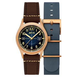 Flyboy Eagle Squadron Automatic Bronze 85th Limited Edition Black / Genuine Leather Strap | Green Dial