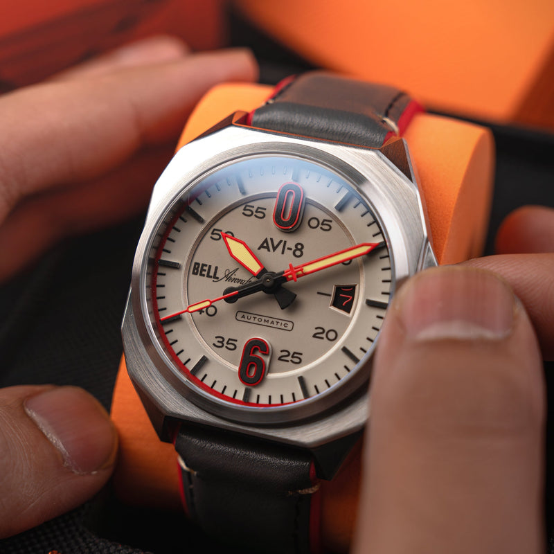 Bell X-1 Machbuster Automatic Gray / Brown Hybrid leather and rubber strap | Gray Dial