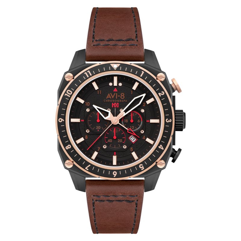 ATLAS DUAL TIME CHRONOGRAPH BLACK / LEATHER | Black Dial