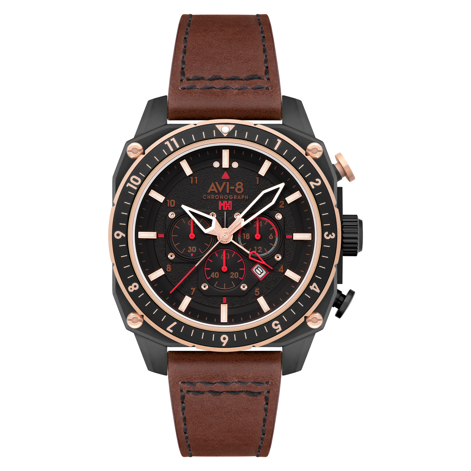 ATLAS DUAL TIME CHRONOGRAPH BLACK / LEATHER | Black Dial