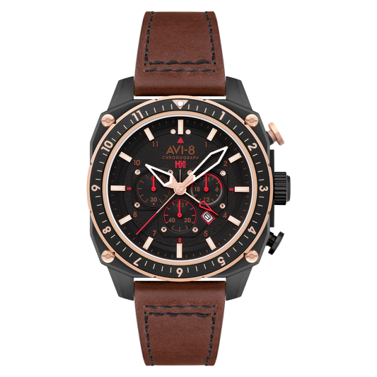 ATLAS DUAL TIME CHRONOGRAPH BLACK / LEATHER | Black Dial