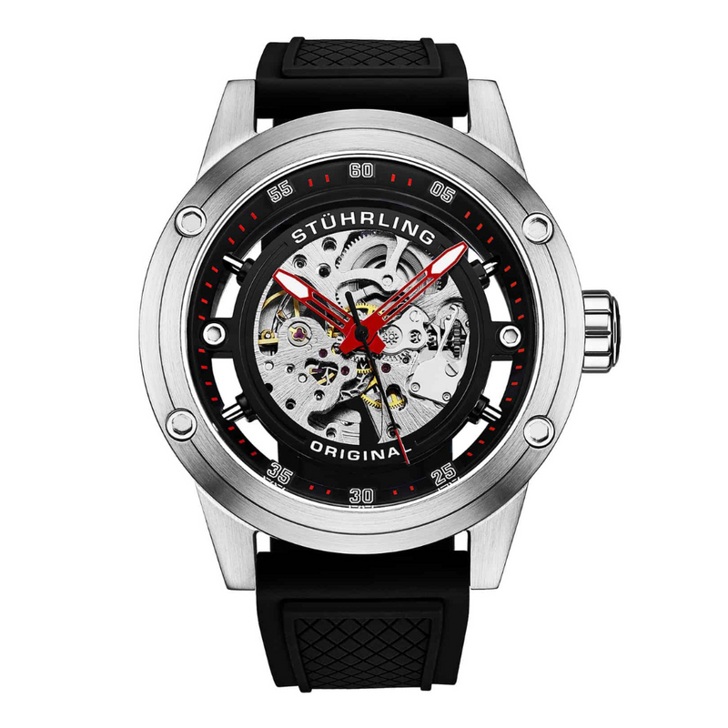 Automatic 50mm Skeleton silver | Black Dial