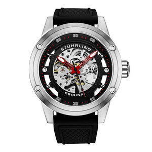 Automatic 50mm Skeleton silver | Black Dial